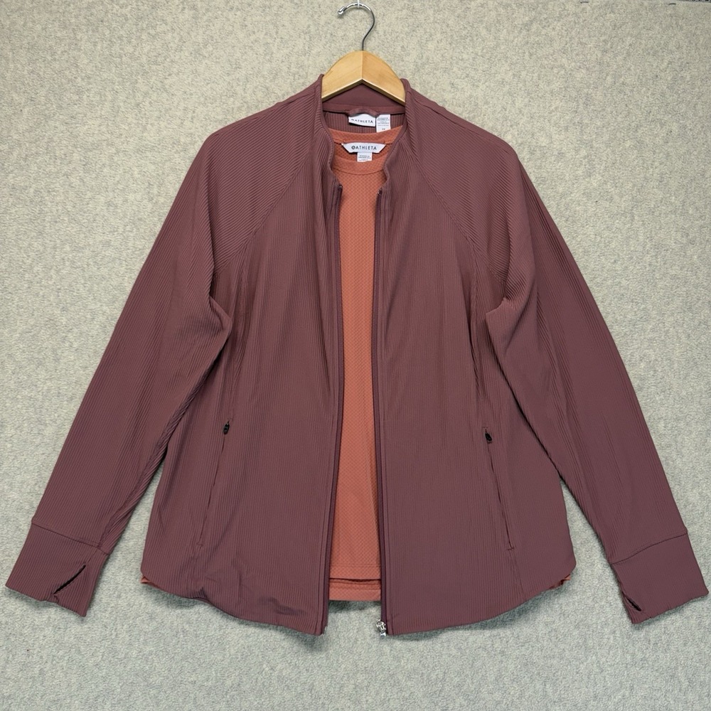 Athleta Women's 2X Ribbed Zip Jacket & Ultimate Train Tee 2 Pc Set